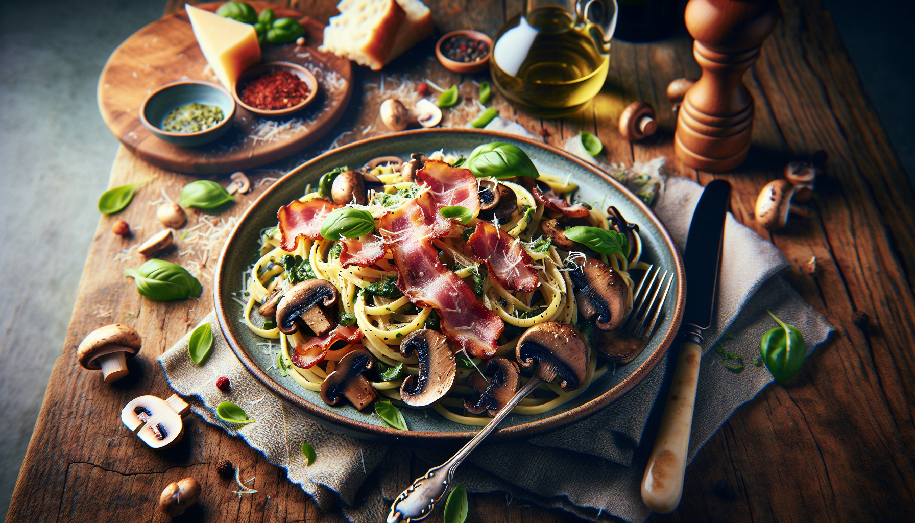 pasta funghi e speck